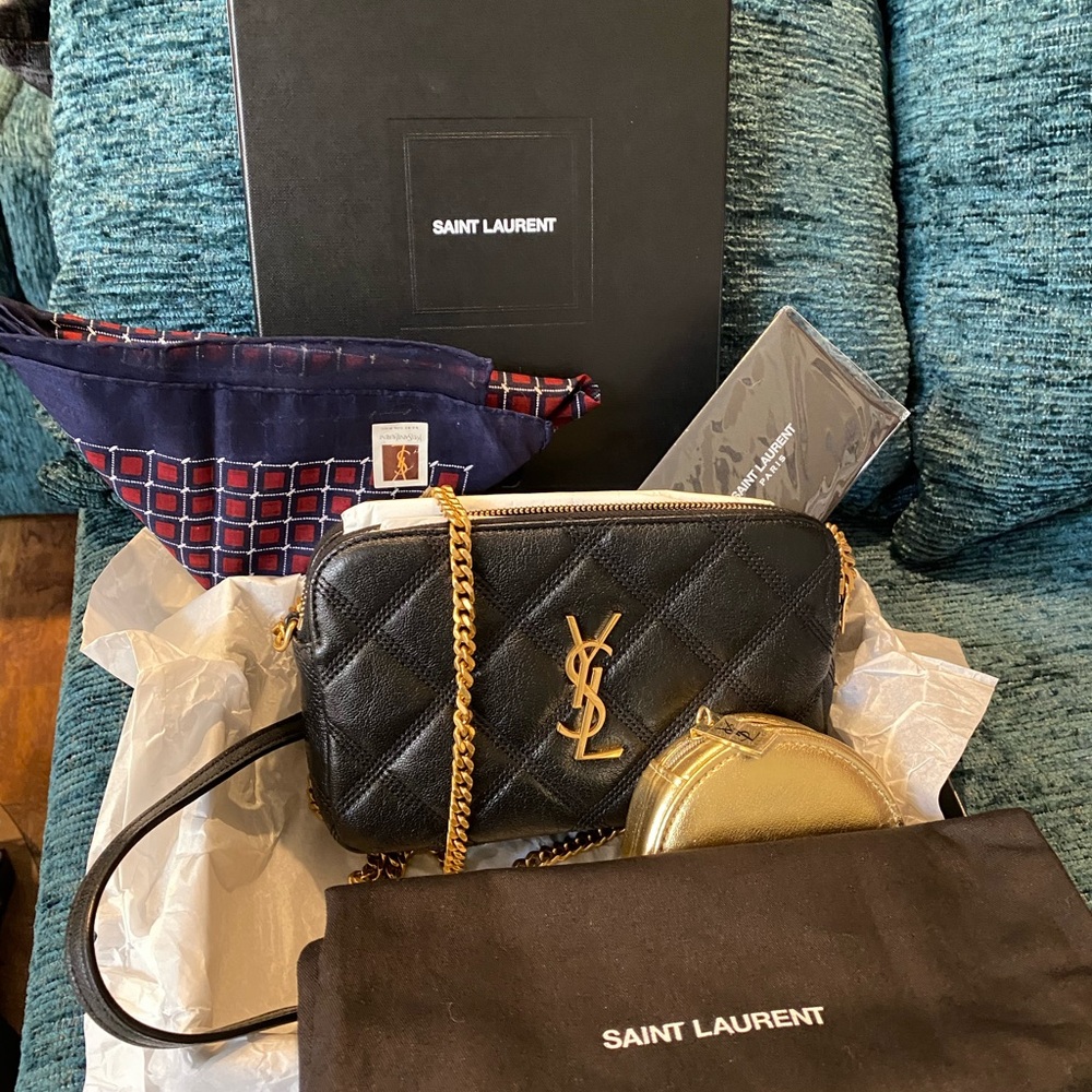 NWT YSL Becky Double Zip with YSL Scarf and YSL Coin Purse - BUNDLE-AUTHENTIC